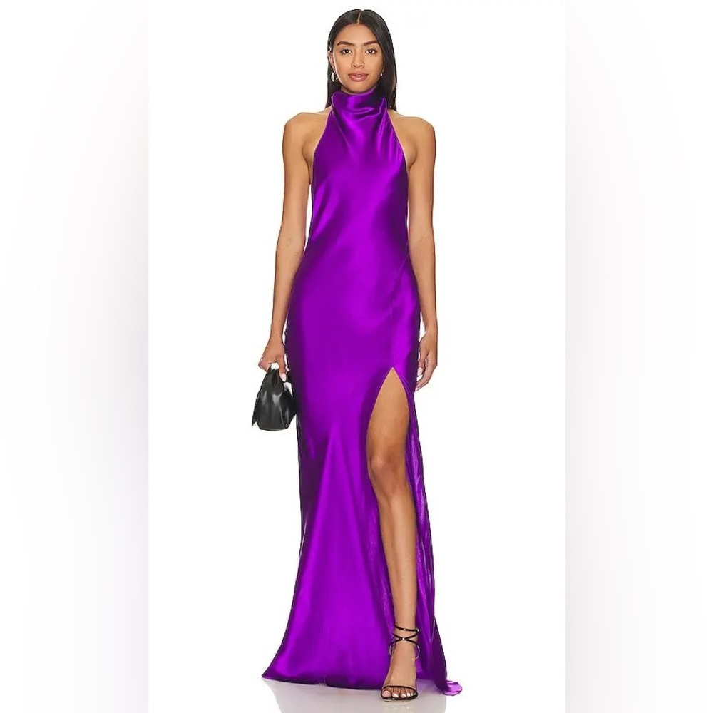 Amanda Uprichard Purple Backless Dress
